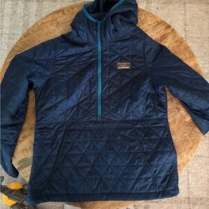 L.L. Bean Navy Quilted Pullover with Hood